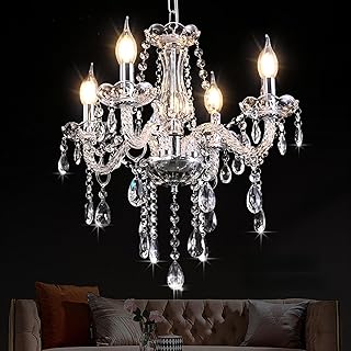 MALOSA Clear Crystal Chandeliers,Vintage Small Chandelier,Glass Mini Cha...