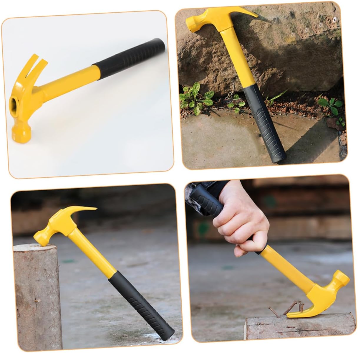 OUNONA Integrated Claw Hammer 0.8 Lb Steel Handle Carpenter Nailing Tool with Nail Holder Non-slip Claw Hammer for Woodworking and Home Repair