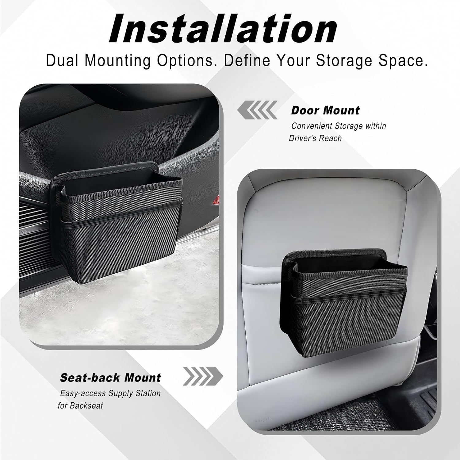 Car Trash Can, Foldable Hanging Vehicle Garbage Organizer Holder, Waterproof Automotive Trash Bag Holder Dustbin Storage Container for Console Door Seat Back SUV (Black)
