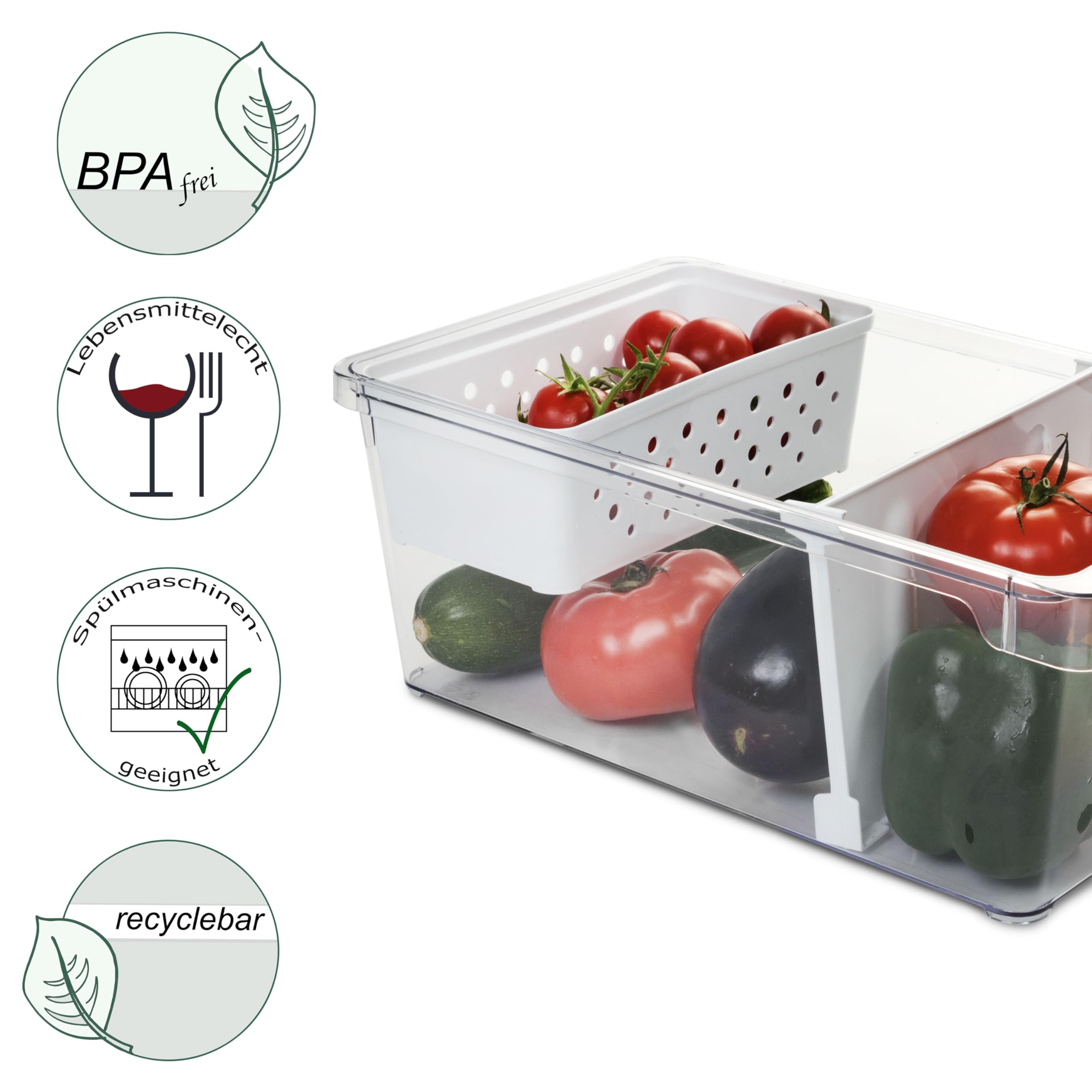 4x Kühlschrank-Organizer Körbchen 37x23x14,5cm durchsichtig transparent Box