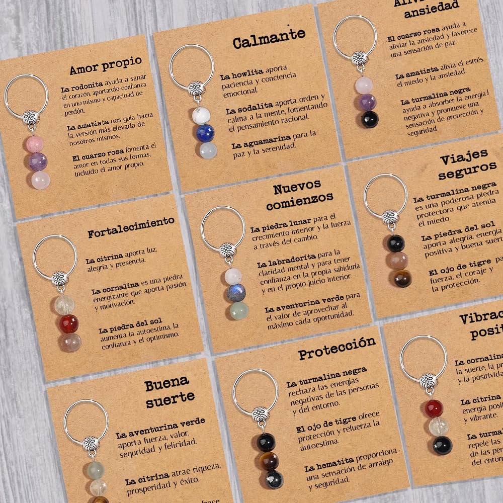 Bramart Llavero Personalizado con Cristales Naturales, Idea de Regalo Nuevos Comienzos Piedras Curativas Regalos para él Hombre para ella Mujer Cristal Sanador Dedicación Especial