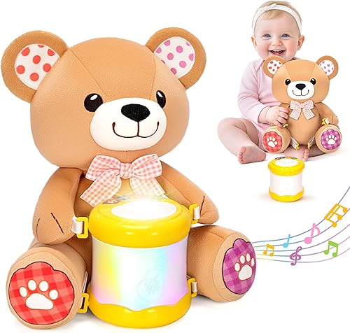 Miniatura 10 de V-Opitos Juguetes de Perro de Peluche Musicales para Bebés de 6-12 Meses+, Juego de Música Iluminada de Tambor de Aprendizaje Temprano, Regalos