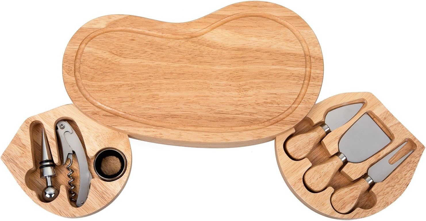 Cheese Board Wine & Knife Set in Hidden Compartment [12.5" x 7"]