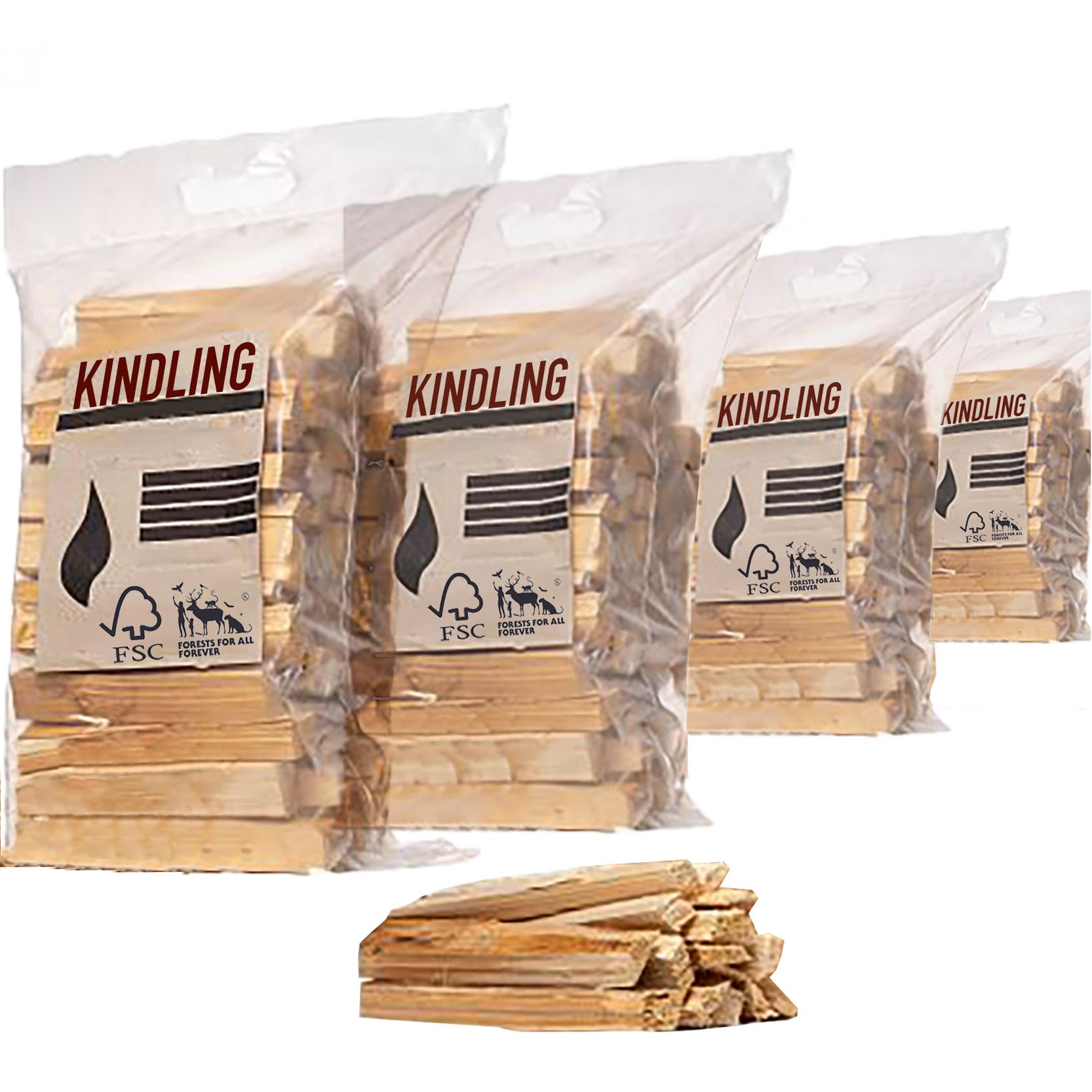 GardenCo Kindling Wood or Logs, Kiln Dried Bags. Fire Starting Twigs for Open fires, charcoal, Hot Wood Burning Stoves, BBQ's, Log Burners, Camping Fires, Fire Pits & Pizza Ovens (Kindling, 4 Pack)