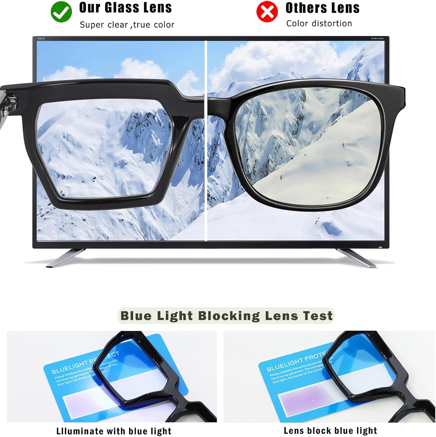 Blue Light Blocking Glasses, TR90 Rectangle Computer Glasses With Anti Eyestrain & UV Glare Protection - Image 5