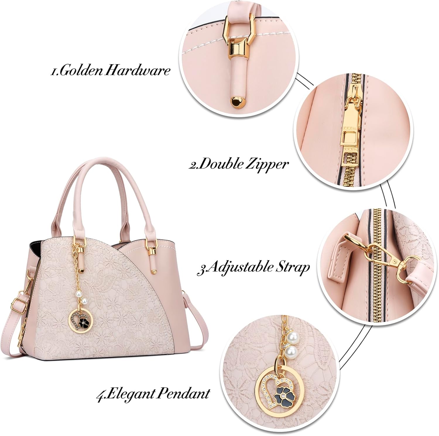 KKXIU Triple Compartments Purses and Handbags for Women Fashion Ladies Satchel Shoulder Top Handle Bag - Image 4