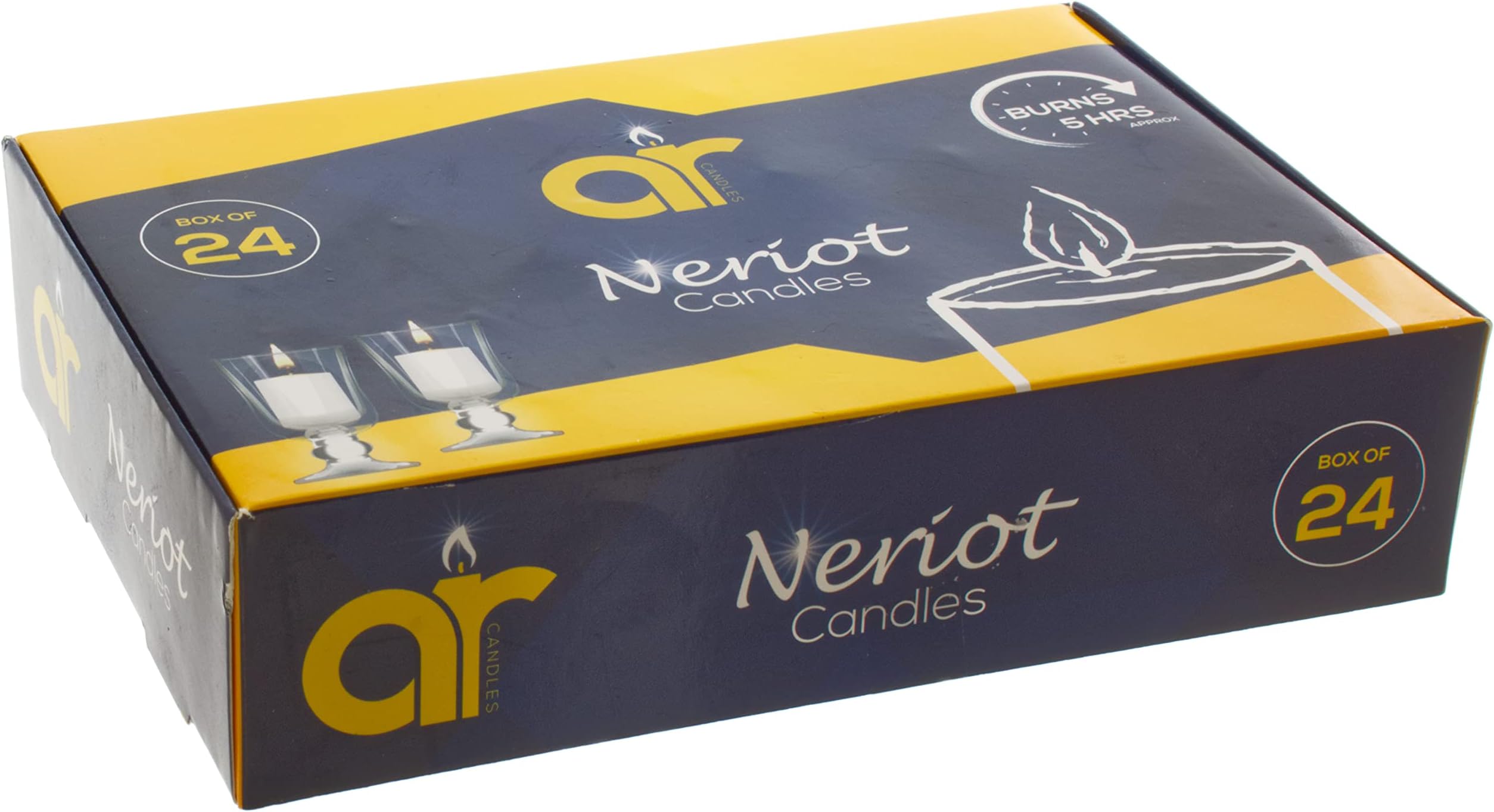 AR Candle Refills for Neriot Shabbat Glass Containers - White Candles Pack of 24 - Long Burning Candles - Lasts 5 Hours