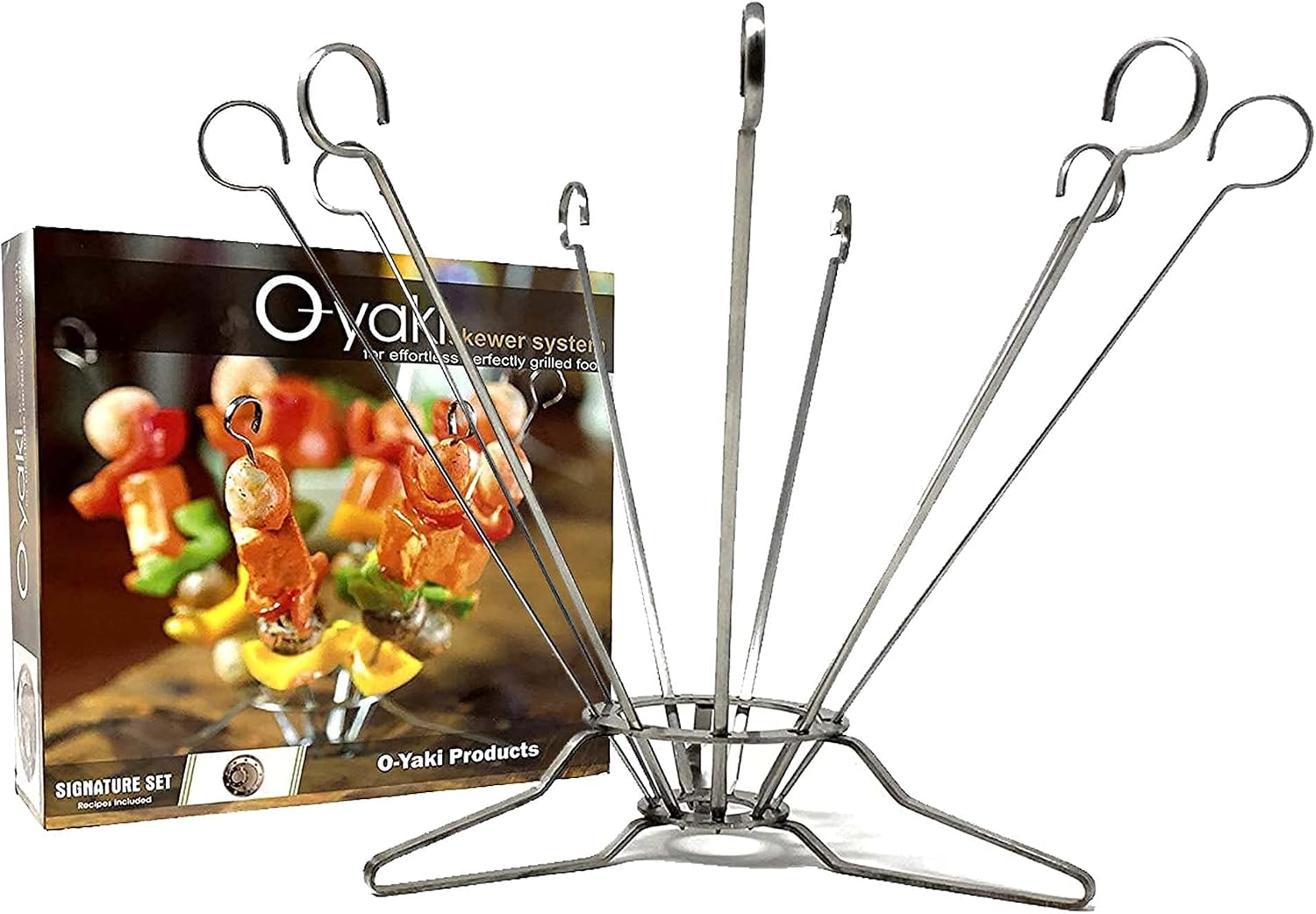 O-Yaki Standing Skewer System -9 inch, Silver, 9"