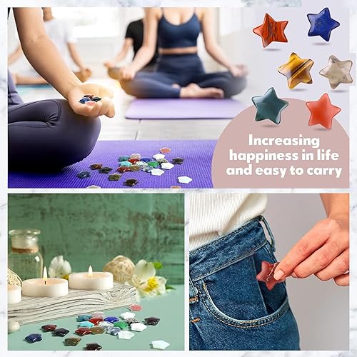 Miniatura 8 de 50 piedras de cristal en forma de estrella a granel de 0.8 pulgadas, mini estrellas de cristal surtido, piedras preciosas de palmera de bolsillo