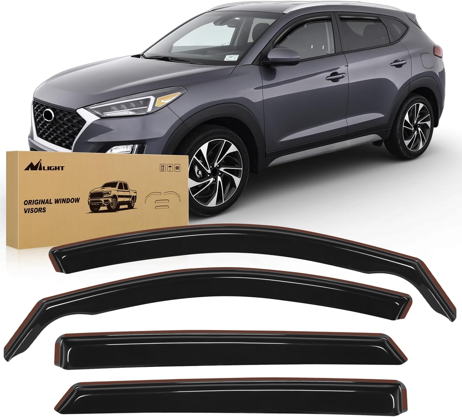 Nilight Window Rain Guards for Hyundai Tucson 2016 2017 2018 2019 2020 Window Deflectors, Vent Window Visors-4 Pieces