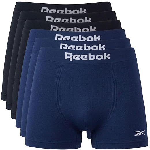 Kit 6 Cuecas Boxer Reebok Poliamida Toque Gelado Sem Costuras Dry Fit