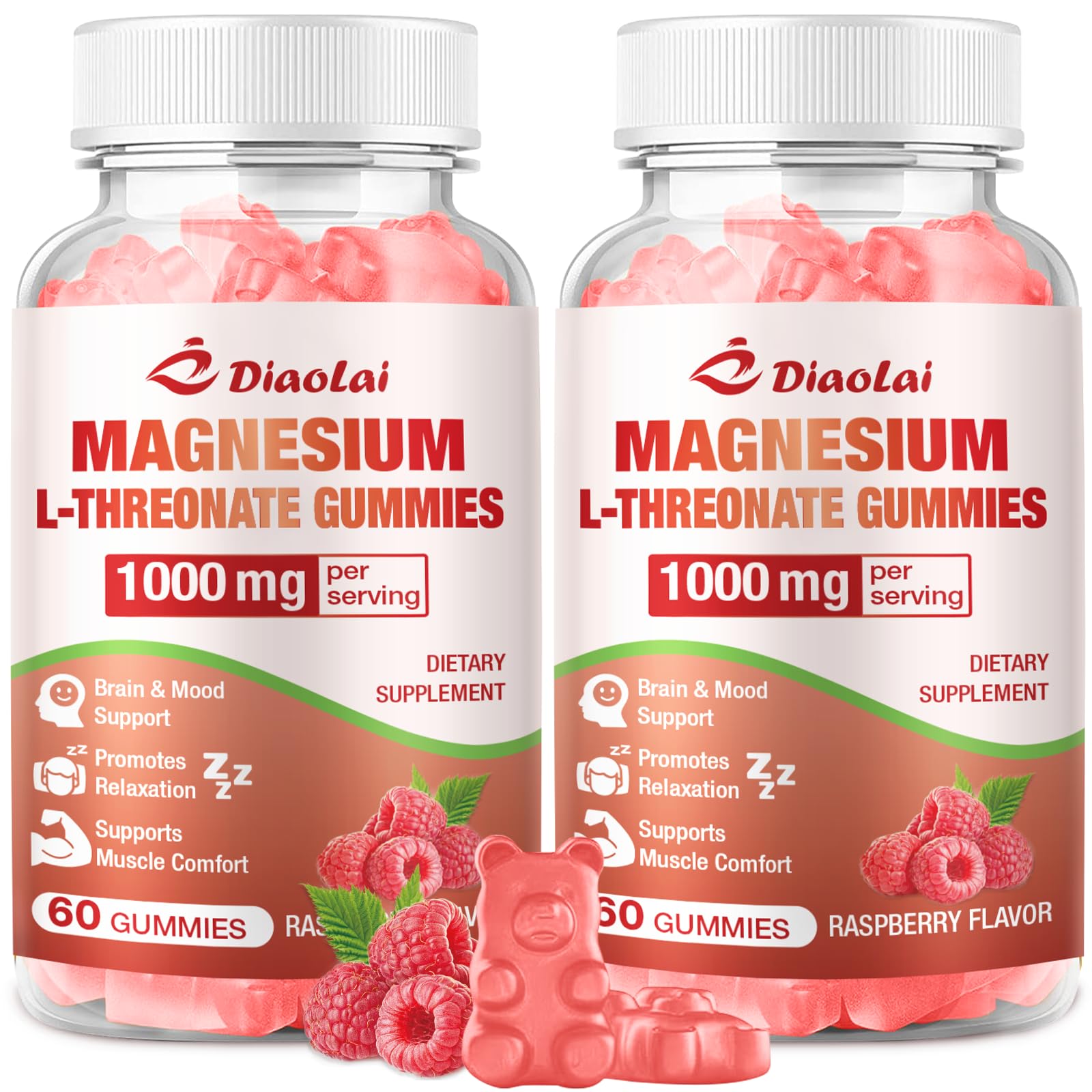 DIAOLAI 2-Pack Magnesium L-Threonate Gummies 1000mg