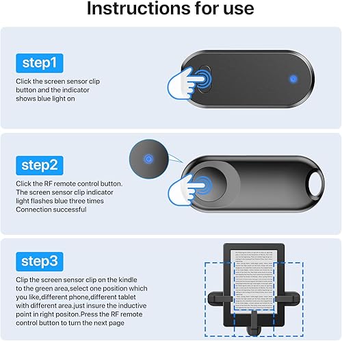 Miniatura 5 de Sycelu RF Remote Control Page Turner para Kindle Paperwhite Accesorios Ipad Lectura Kobo Surface ComicsNovelas iPhone Tablets Android Tomar fotos