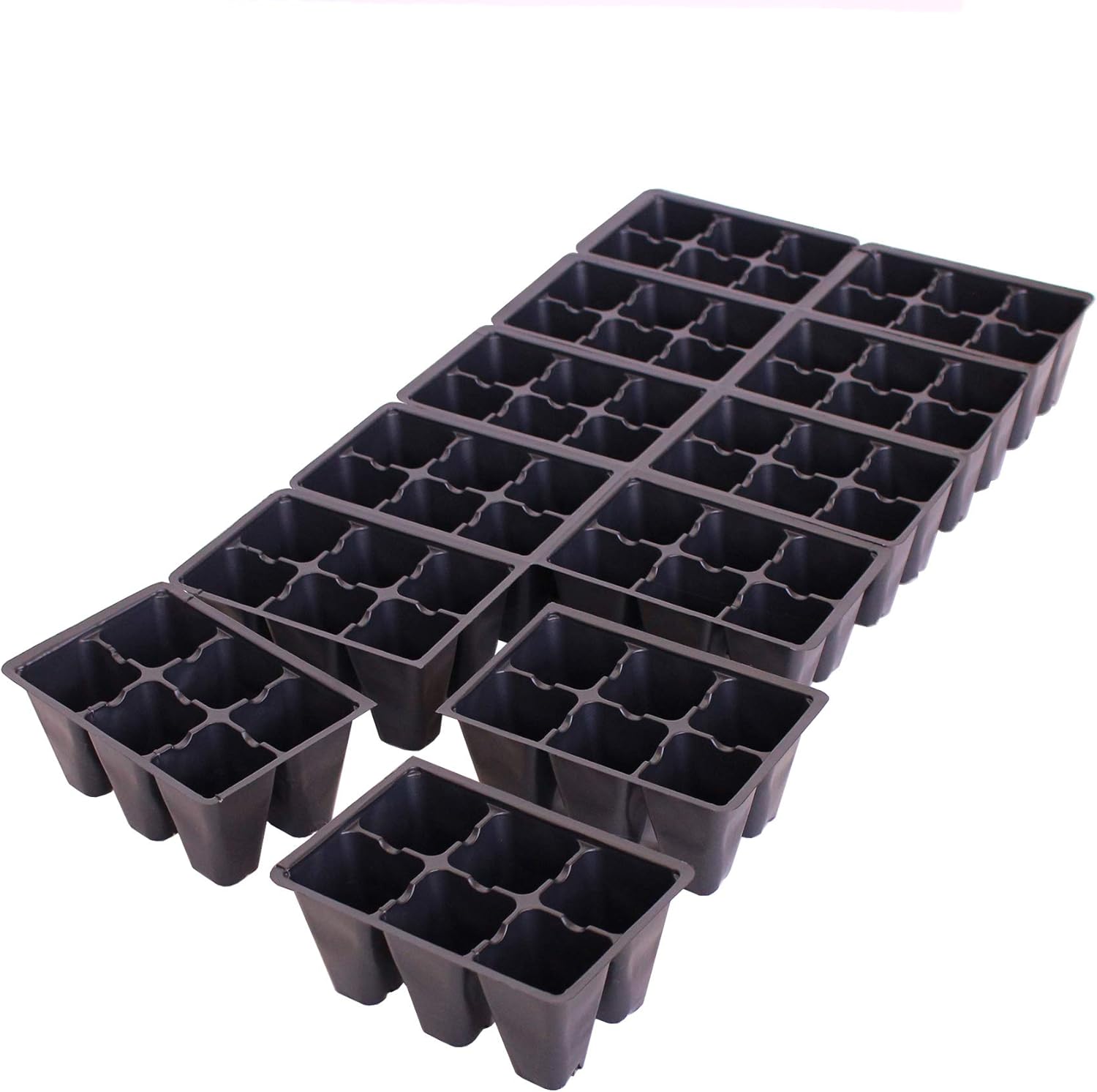 Handy Pantry Black Plastic Garden Tray Inserts - 10 Sheets of 72 Planting Pot Cells Each - 2x3 Nested x12 Configuration - Perforated - Nursery, Greenhouse, Gardening