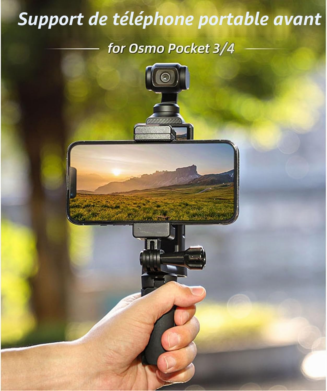 Support d'extension pour téléphone portable DJI OSMO Pocket 3, support avant de smartphone avec adaptateur à vis 1/4 compatible avec caméra Pocket 3