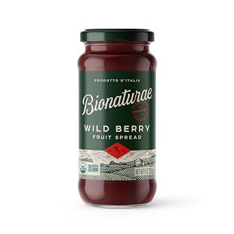 Bionaturae Organic Wild Berry Fruit Spread - Jelly Organic, Non-GMO, USDA Certified, No Sugar Added, No Preservatives, Organic Fruit Jam, Jam Organic, Made in Italy - 9 Oz