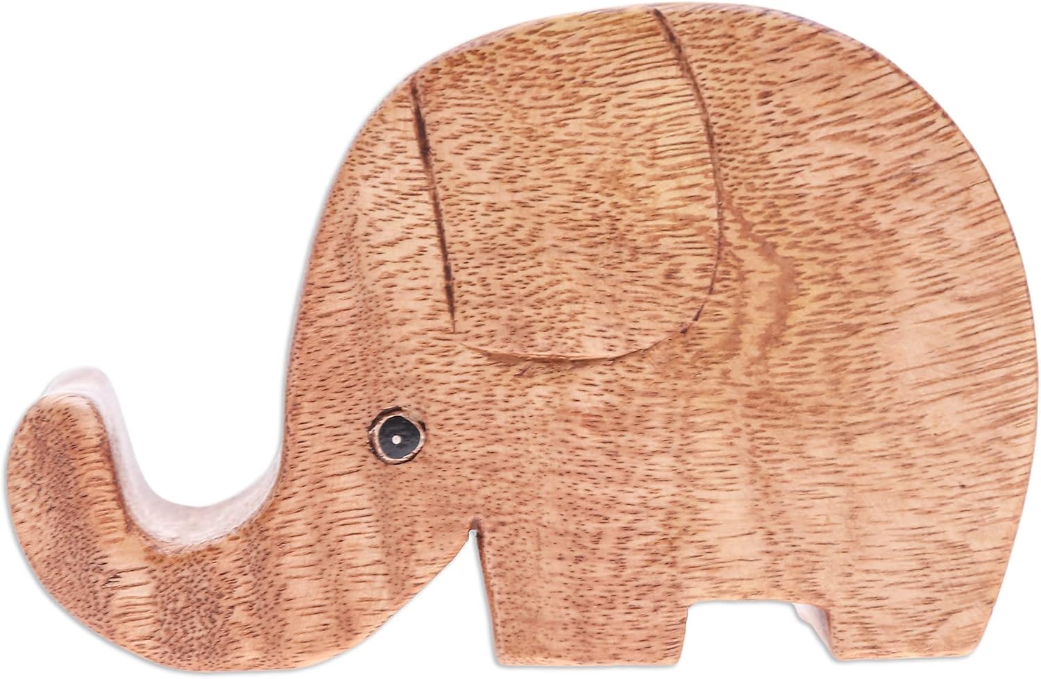 NOVICA Handcarved Wood Phone Holder Elephant Themed Raintree Brown Thailand Gadgets Gear Recycled 'Helpful Trunk'