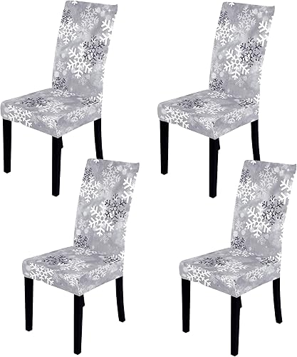 Vista 9 de Muuyi Funda para Silla de Navidad, Fundas Elásticas para Sillas de Comedor, Funda Protectora Lavable Forro para Asiento para Hotel, Comedor