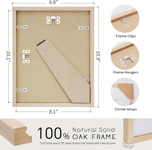 Miniatura 3 de Puthiac - Portarretratos de madera de roble 8 x 10 pulgadas, marcos para pósteres, madera maciza natural, para fotos, arte mural e impresiones