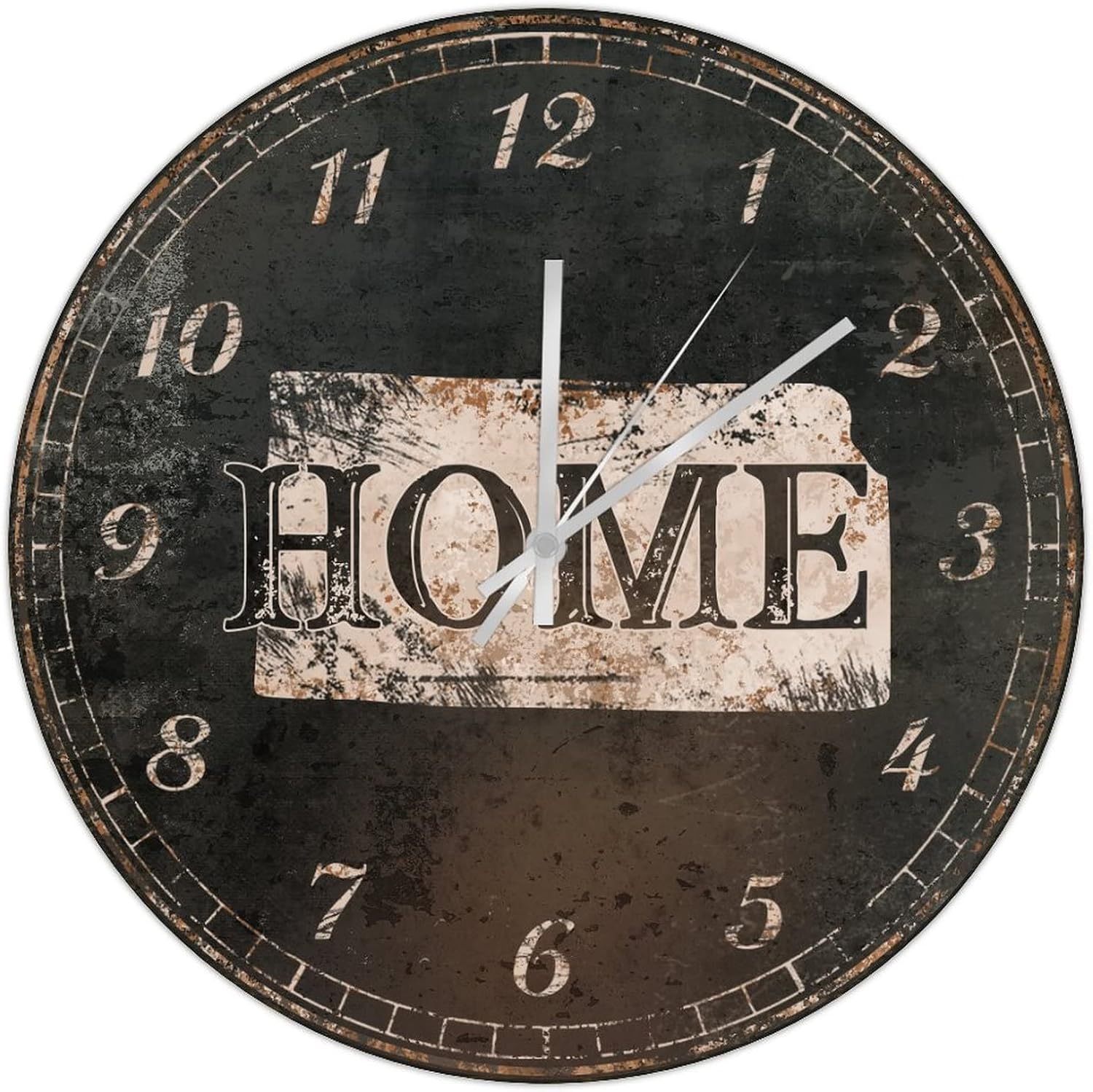 UFunhome 12-Inch Vintage Wall Clock Kansas Home State Retro Wood Clocks Battery Operated Silent Non-Ticking Wooden Round Clock Decorative for Patio Pool Bathroom Bedroom Gift for Him