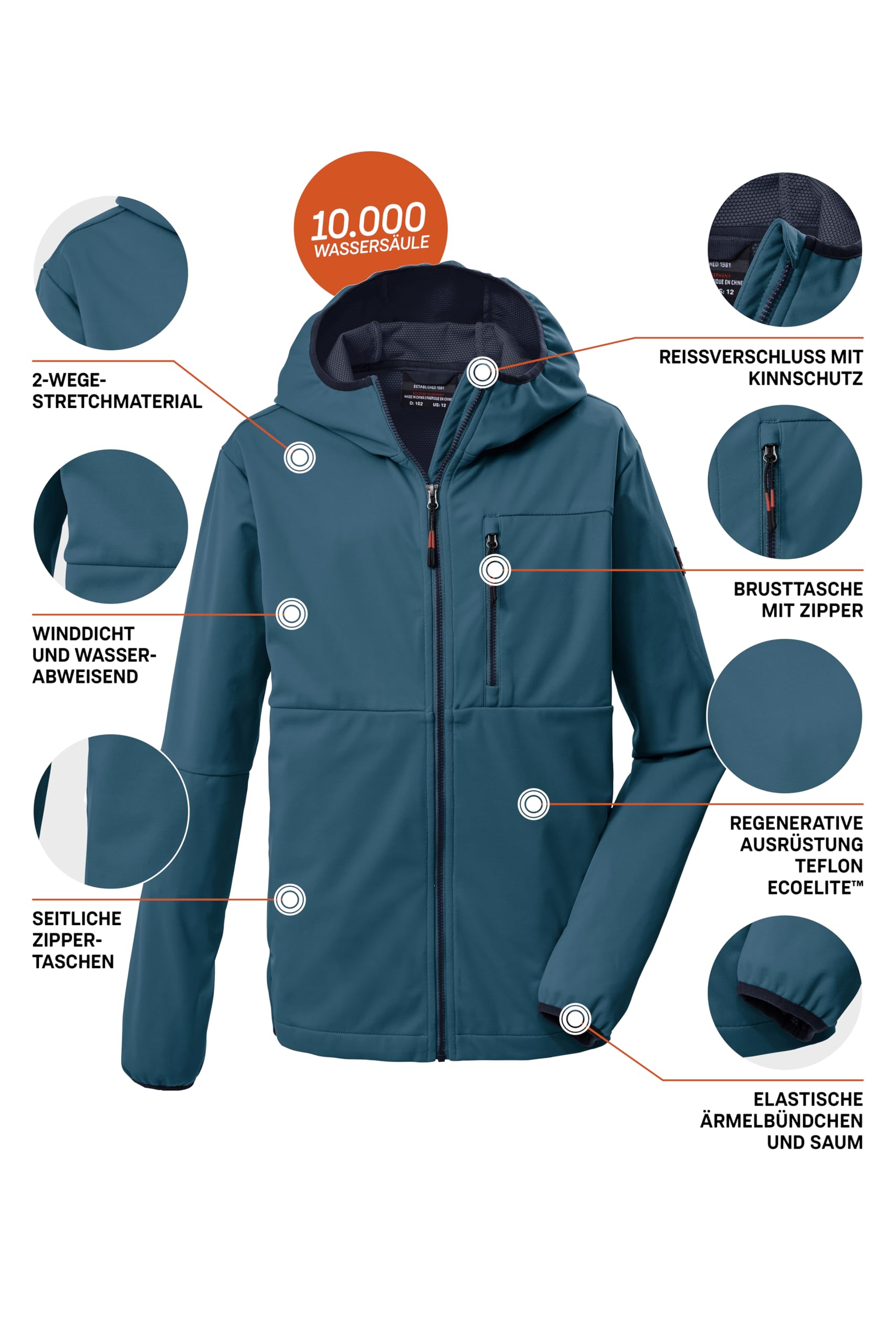 Killtec Kos 124 Bys Sftshll Jckt Giacca softshell/giacca outdoor con cappuccio Bambini e ragazzi