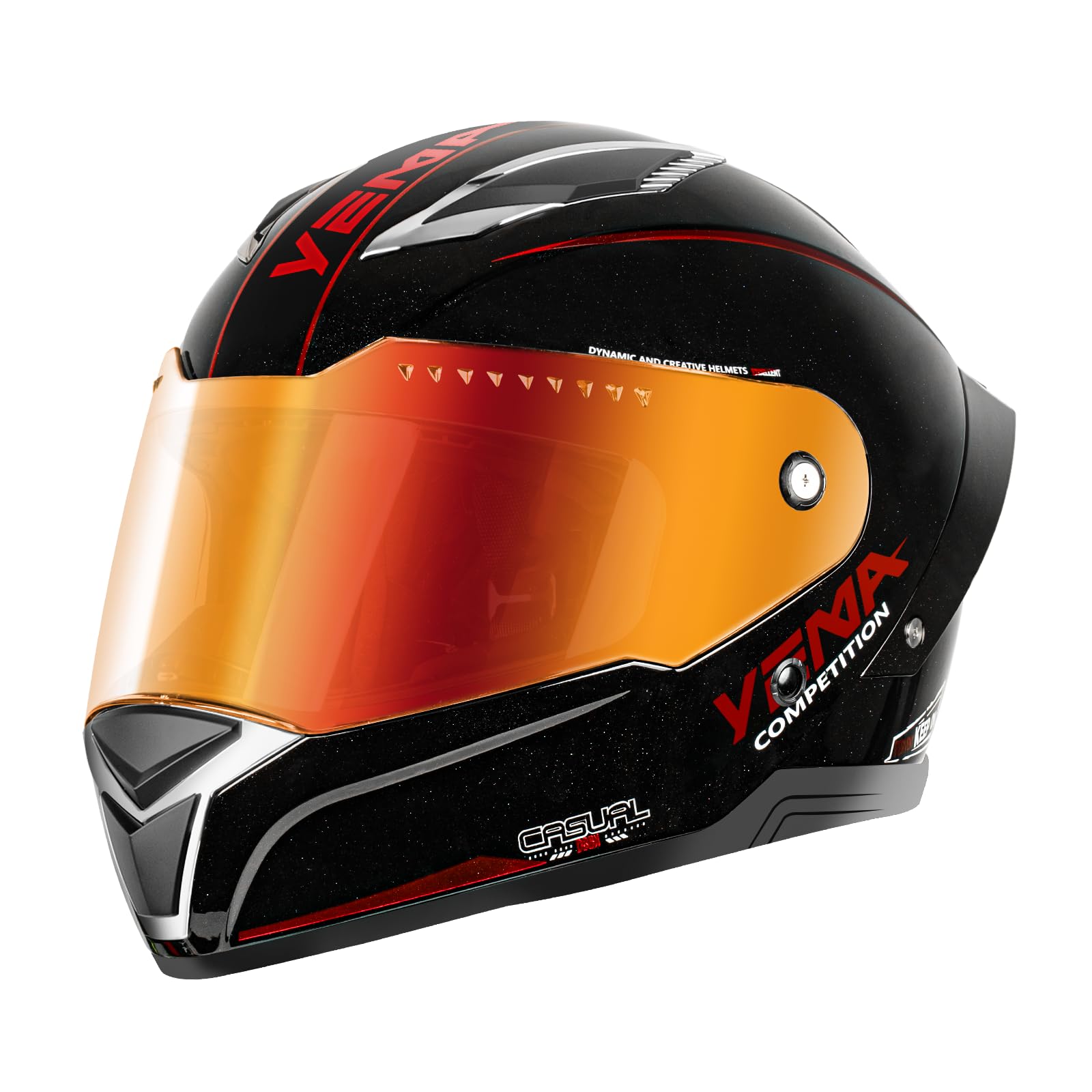 YEMA Casco da moto integrale per adulti, Casco unisex per ciclomotori e moto da strada con prese d'aria regolabili - Leggero e confortevole per scooter, cruiser YM-850