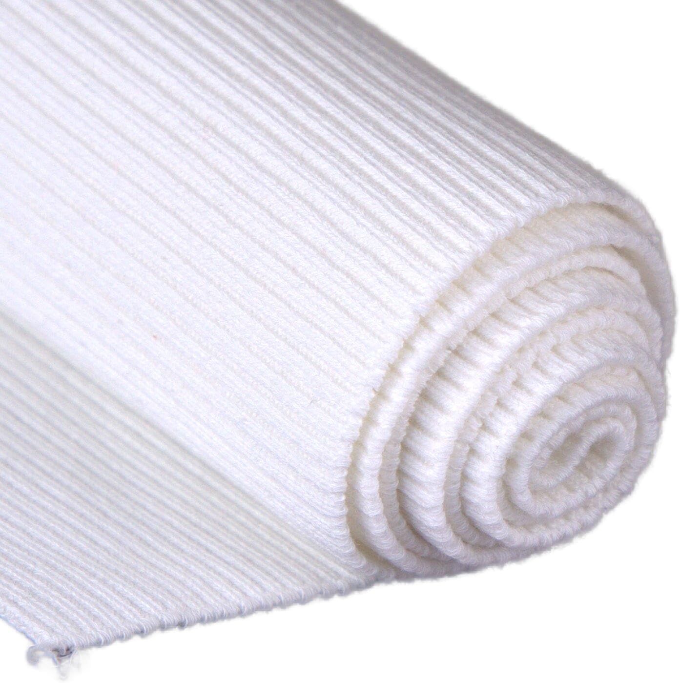 TinaKim Rib Fabric for Cuffs, for Jacket Waistbands Collar Cuffs Hem Material (White, 36x6in)