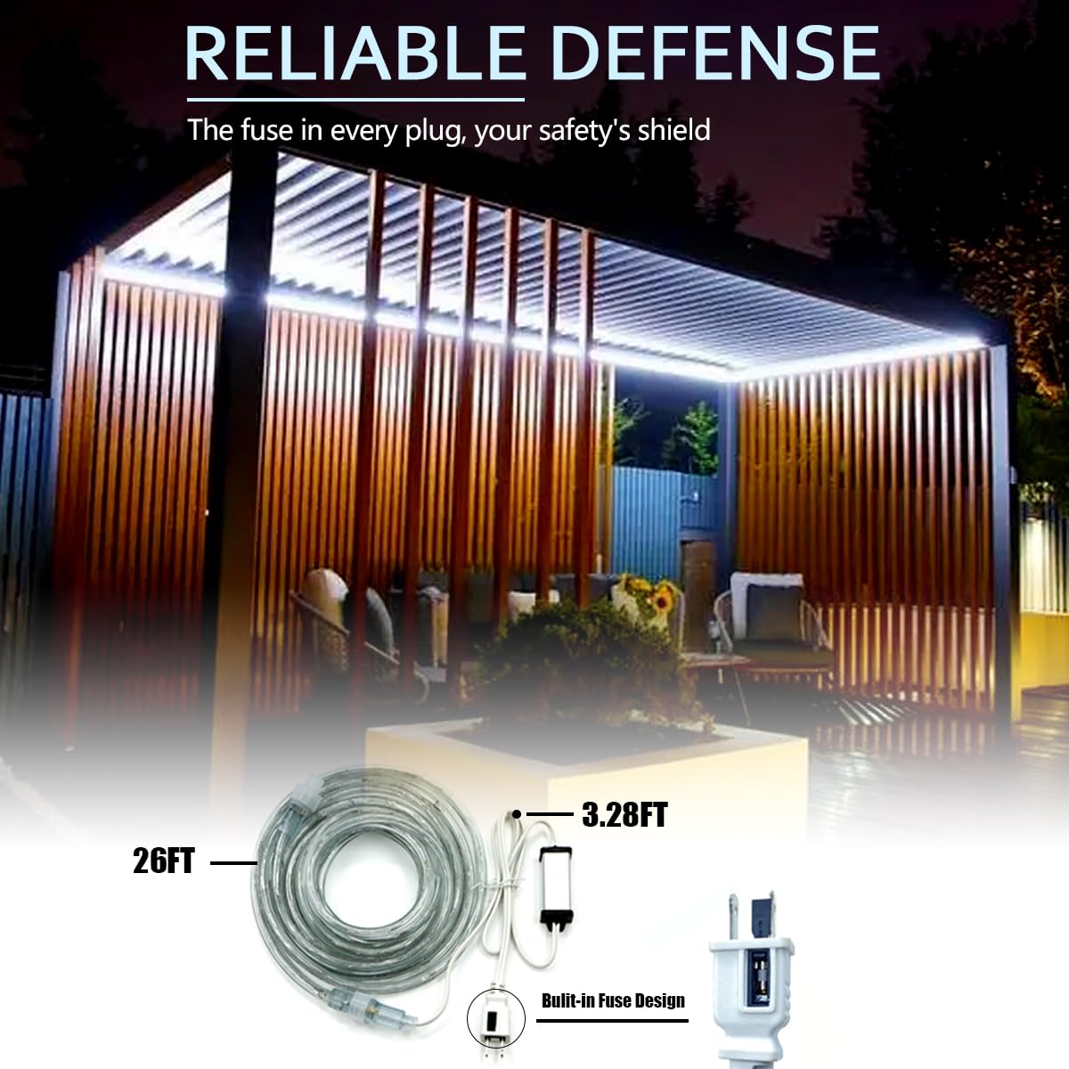 LED-Lichterkette für drinnen und draußen, 7,6 m, weiß, wasserdicht, Lichtschlauch mit Stecker, flexibel verbindbar für Schlafzimmer, Deck, Garten, Weihnachtsdekoration