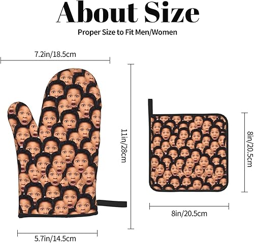 Miniatura 3 de Manoplas de horno personalizadas, guantes de horno personalizados y soportes para ollas con tu cara, regalos para hornear para mujeres para cocinar