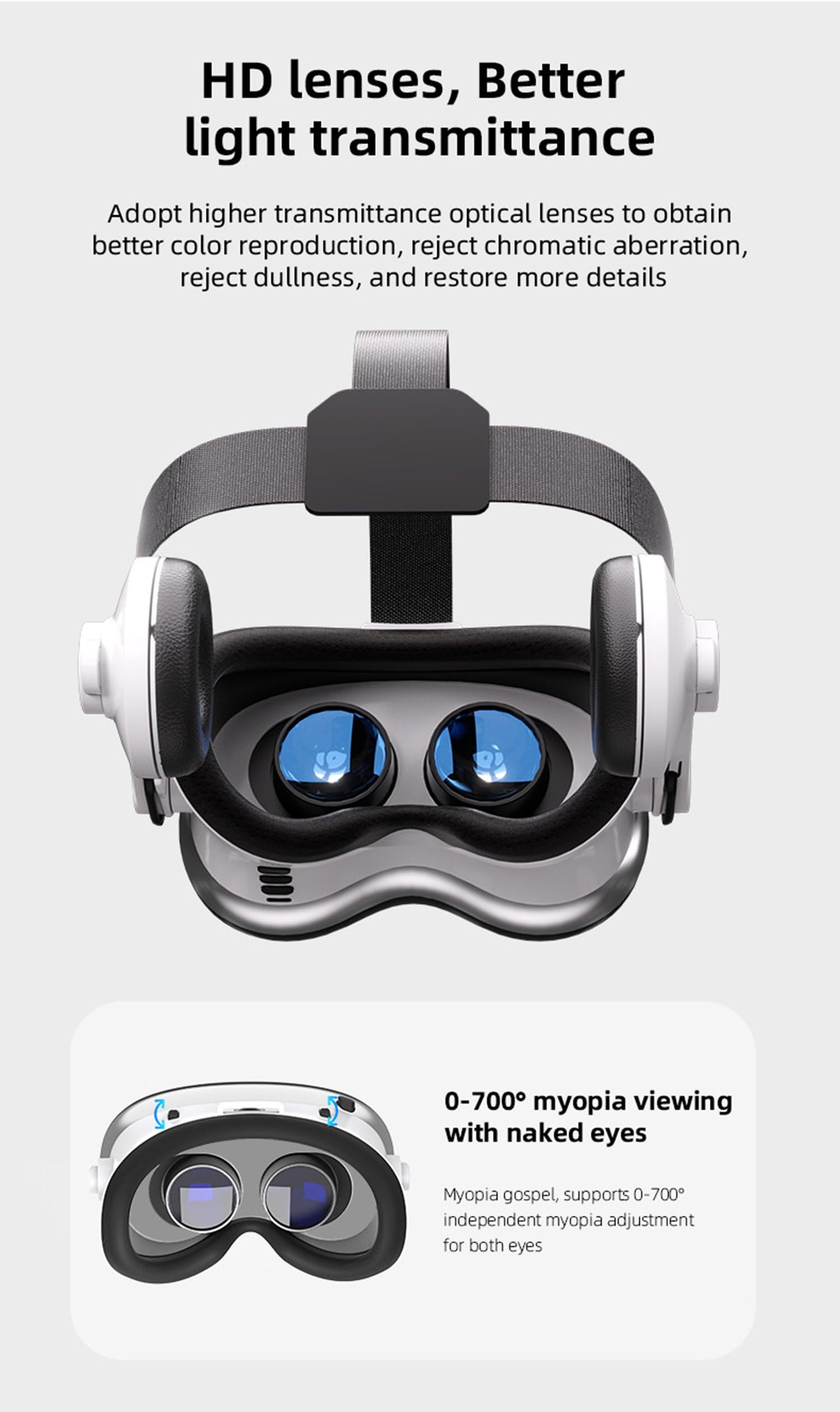 Auriculares de realidad virtual, gafas de realidad virtual 3D para iPhone 17, 16, 15, 14, 13, 12, 11 Pro X XR SE, Samsung Galaxy S24, S23, S22 Edge, gafas de realidad virtual con auriculares
