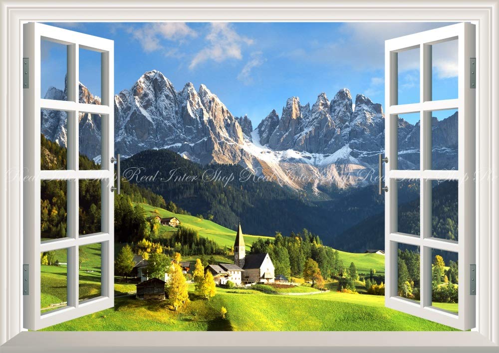 Amazon.co.jp: 絵画風 壁紙ポスター （はがせるシール式） -窓の景色