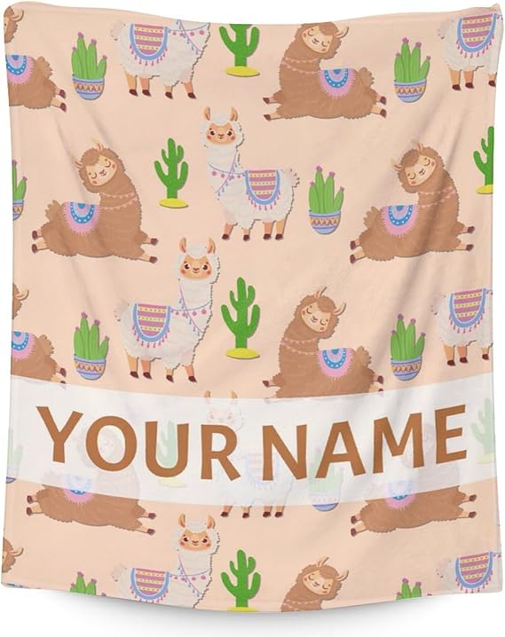 Blanket for Girl Women - 60x80 Inches Cute Llama Throw Gifts - Personalized Brown Soft Fuzzy Blankets for Bed, Couch & Living Room