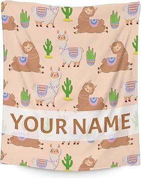 Blanket for Girl Women - 60x80 Inches Cute Llama Throw Gifts - Personalized Brown Soft Fuzzy Blankets for Bed, Couch & Living Room