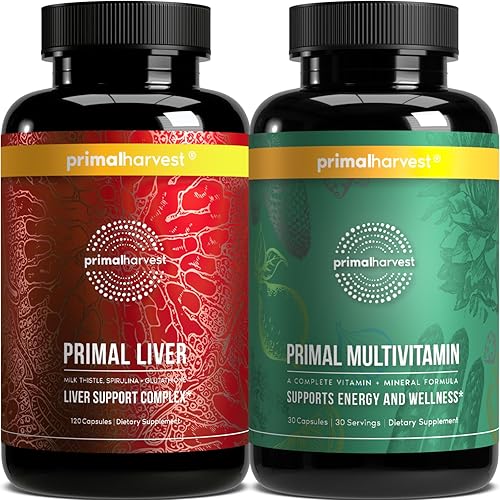 Primal Harvest Suplementos multivitamínicos y hepáticos para mujeres y hombres Complejo de apoyo hepático con ácido alfa-lipoico, L-cisteína HCL,