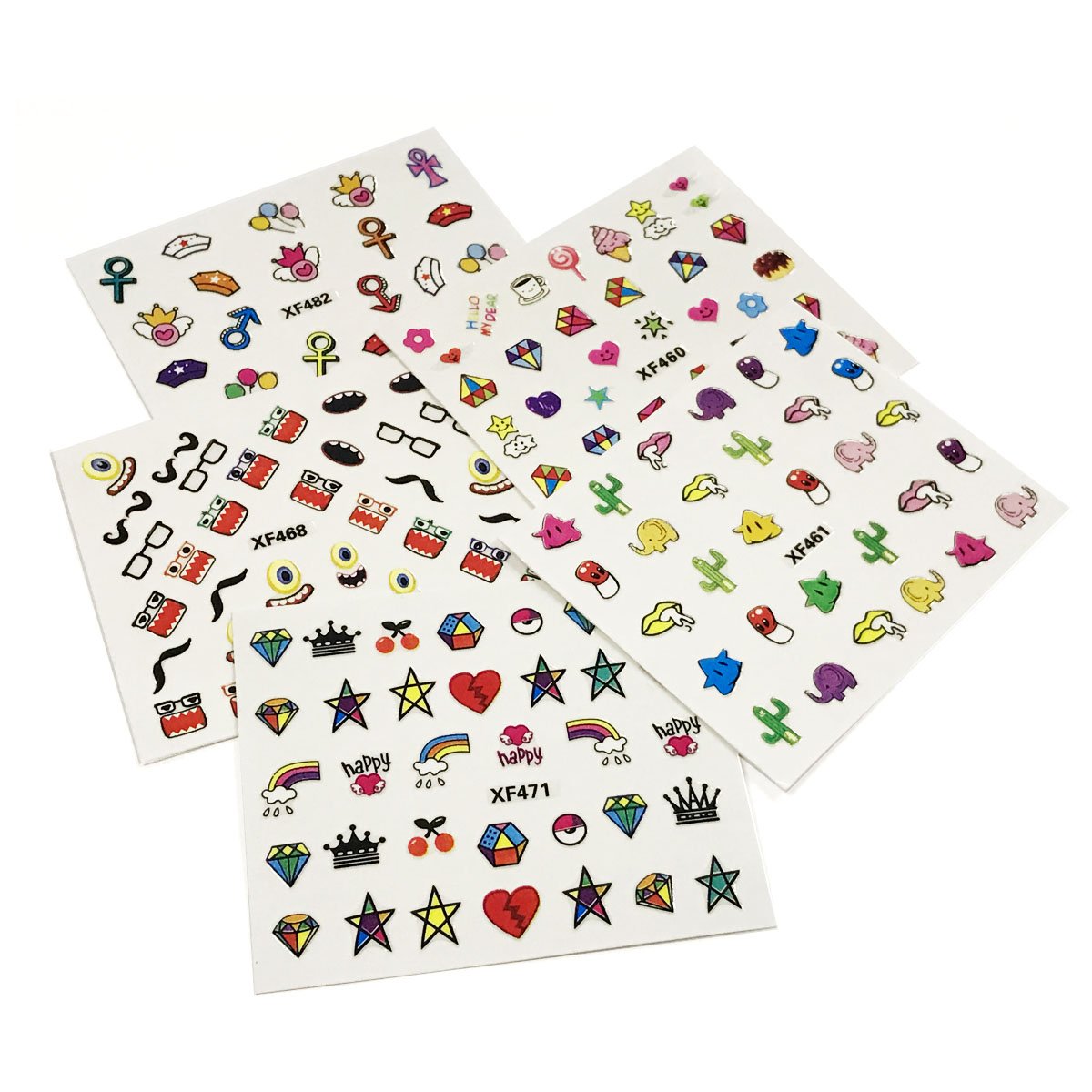 ALLYDREW Funky Monsters Funky Patterns Nail Stickers Nail Art 3D Nail Decals, 10 Sheets (300+ Nail Stickers)