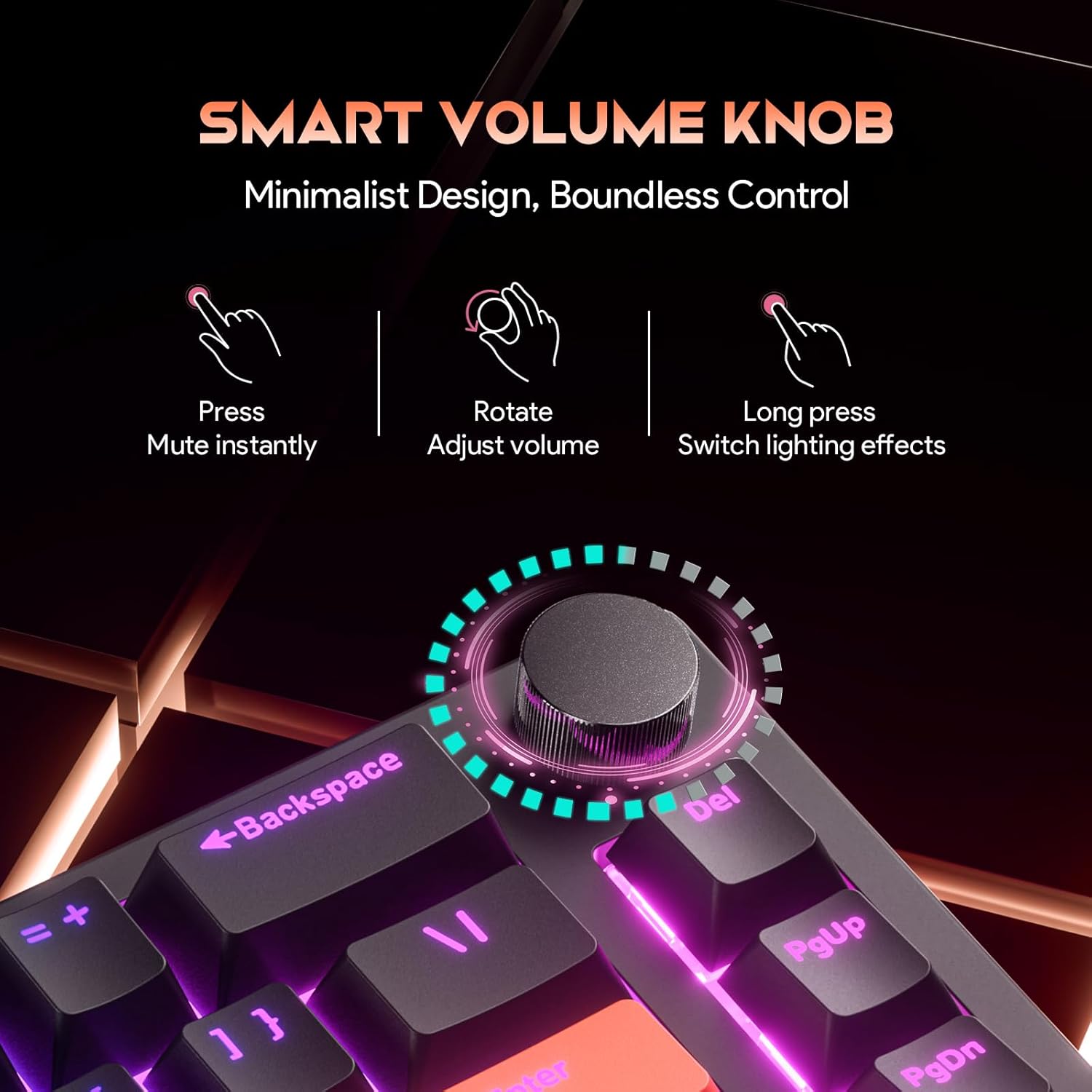 68% Wired Gaming Keyboard with Volume Knob, RGB Backlit, Mechanical Keyboard Gasket Mount with PBT Keycaps,8000 Hz Polling Rate, Hall Effect Cream Switches, Hot-Swap, for FPS Games (Black+Orange)