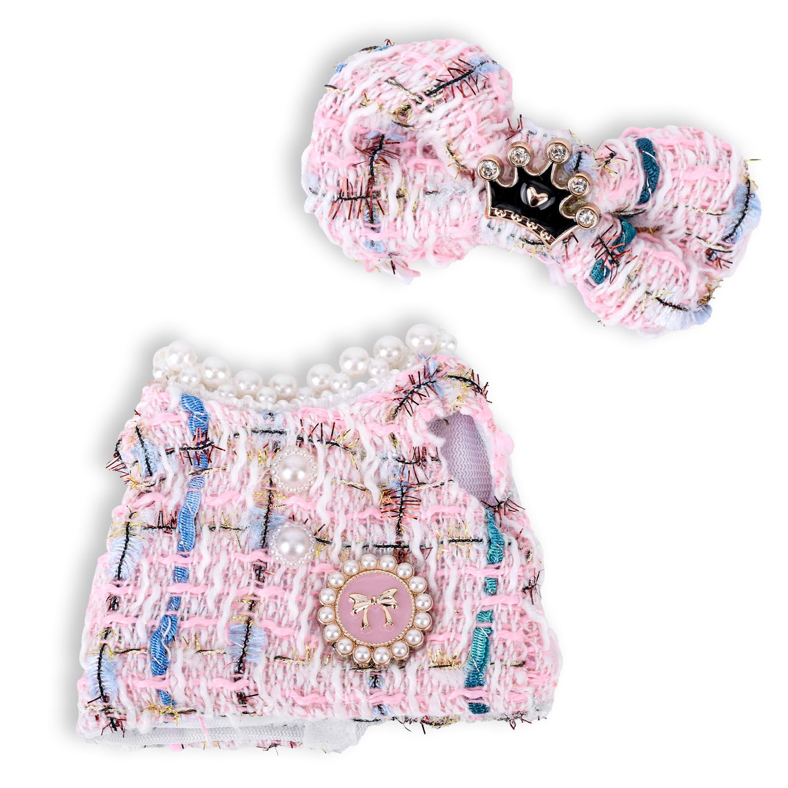 Doll Clothes Set, Luxury Chic Style Cloth & Headdress Kawaii Skirt Figure Toy Outfits for 6.7 Inch Dressing up Stuff Accessories Collectors Gift, Doll not Included (Pink)