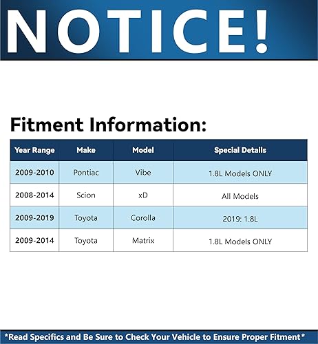 Miniatura 2 de Detroit Axle - Kit de freno delantero para Toyota Corolla Matrix Pontiac Vibe 09-19, 08-14 Scion xD Reemplazo 2009 2010 2011 2012 2013 2014 Rotores