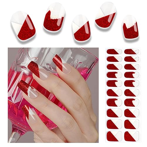 20 tiras de uñas de gel semicuradas, calcomanías de arte de esmalte de uñas reales, calcomanías de uñas de gel de Navidad, funcionan con cualquier
