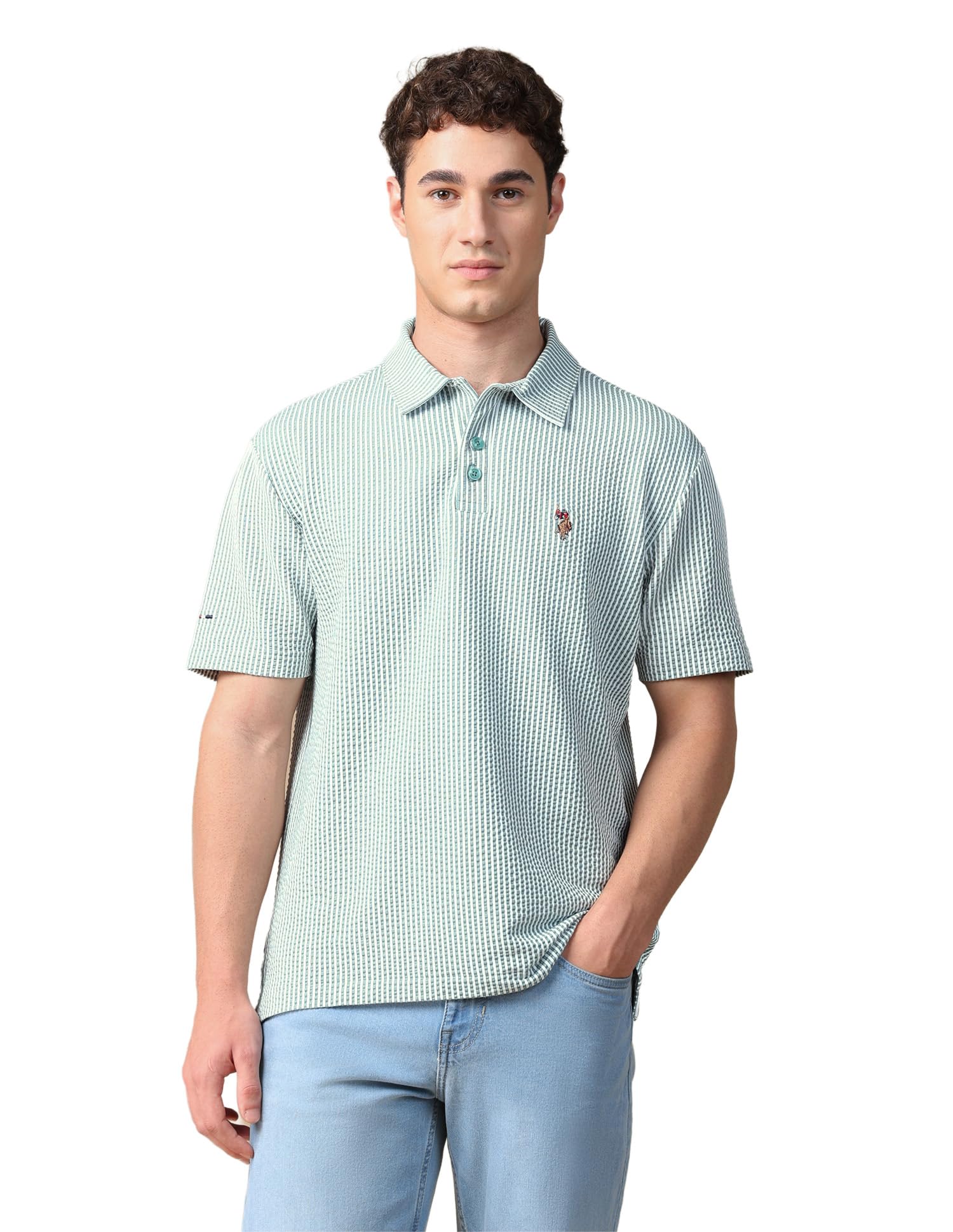 u.s. polo assn. denim co. Men's Vertical Striped Relaxed fit Polo Shirt-picture-36