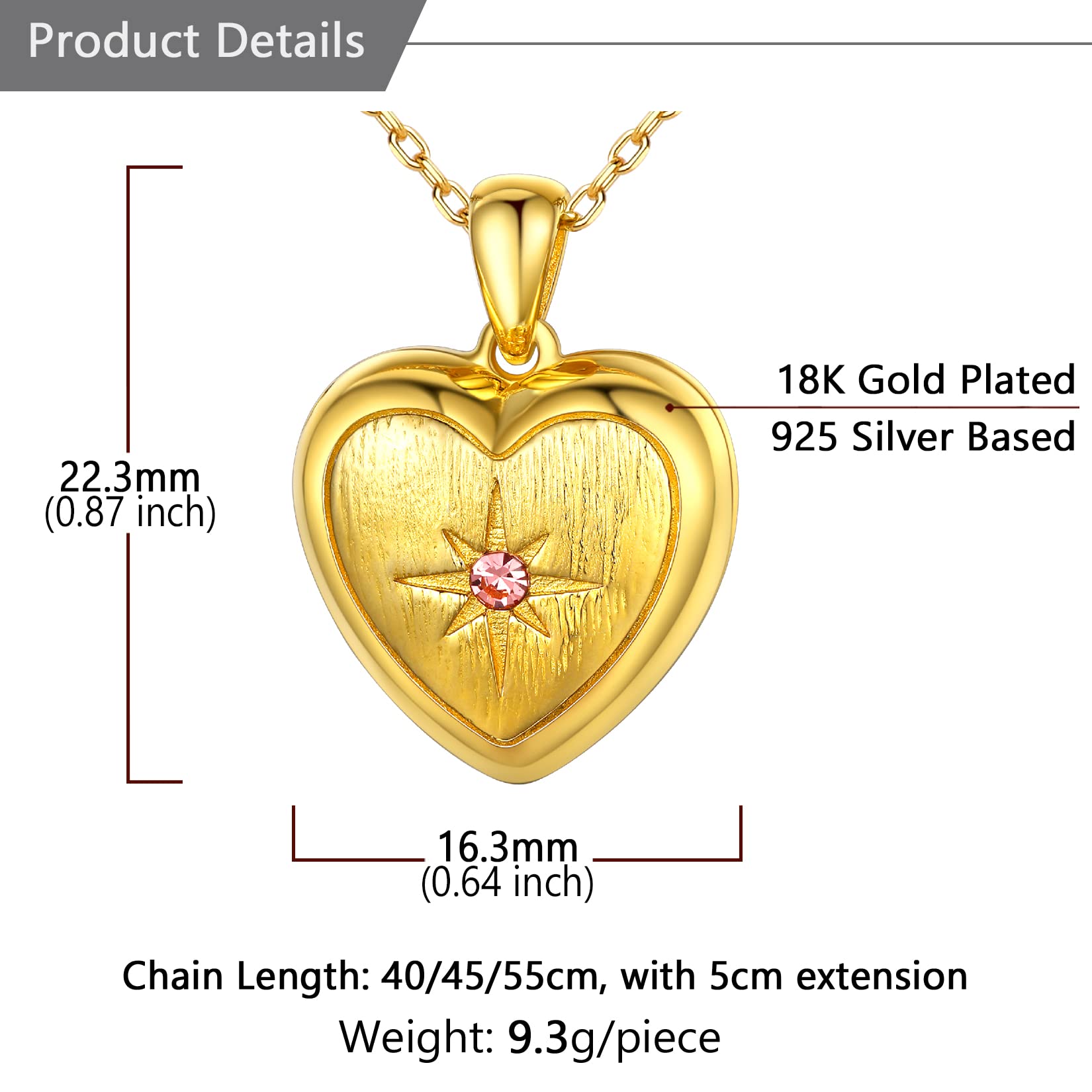 SILVERCUTE personalisiert Foto Kette 925 Sterling Silber Herz Medaillon zum Öffnen einzigartiges Bilder Souvenir Andenken Schmuck mit Rolokette 40/45/55cm