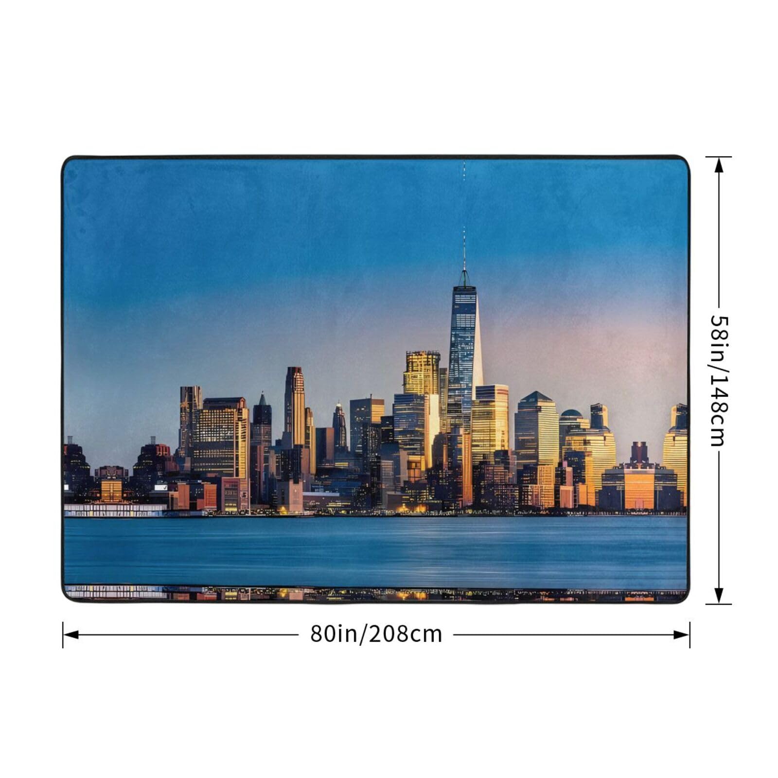 Beautiful City Sky Line Tapis antidérapant en fausse fourrure bien conçu pour le salon, la chambre, le bureau et plus encore 203,2 x 147,3 cm