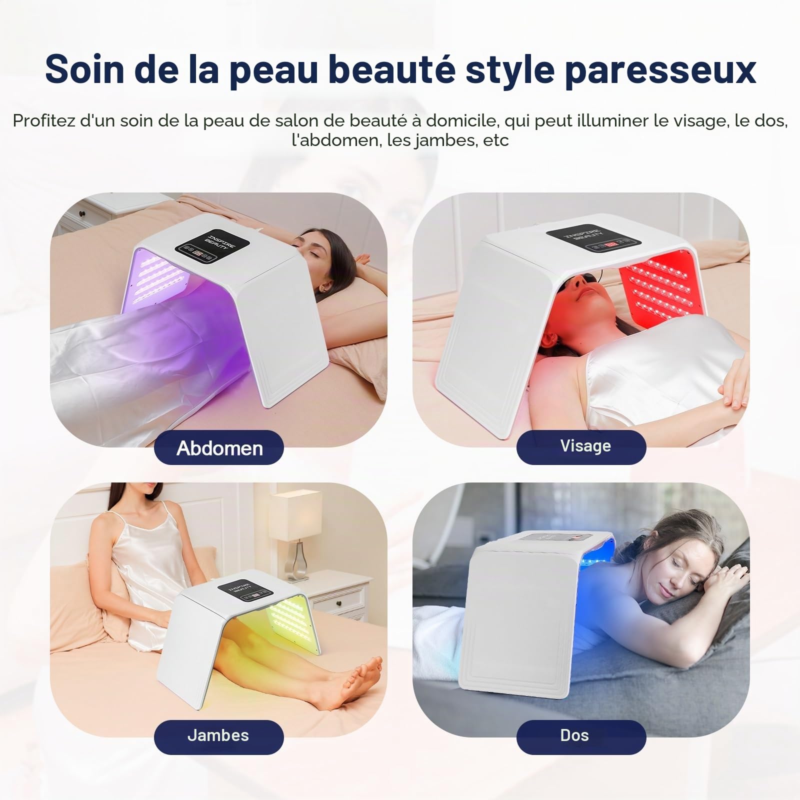 Masque LED pour le visage 7 couleurs Lampe de luminothérapie rouge pour le visage et le corps Machine de thérapie de lumière LED Utilisation à la maison et en salon