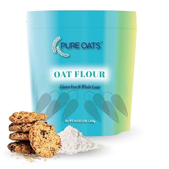 PureOats Gluten Free Oat Flour 4Lb Bag 100% Whole Grain, Vegan, Allergen Free for Healthy breakfast and more
