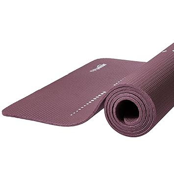 AmazonBasics Body Alignment Yoga Mat | 6 MM Thick Mat | Carry Strap | Grippy Surface | Anti Slip Exercise Mat | TPE & EVA Material | Yoga Mat for Men & Women | For Gym or Home (Wine) - image, photos
