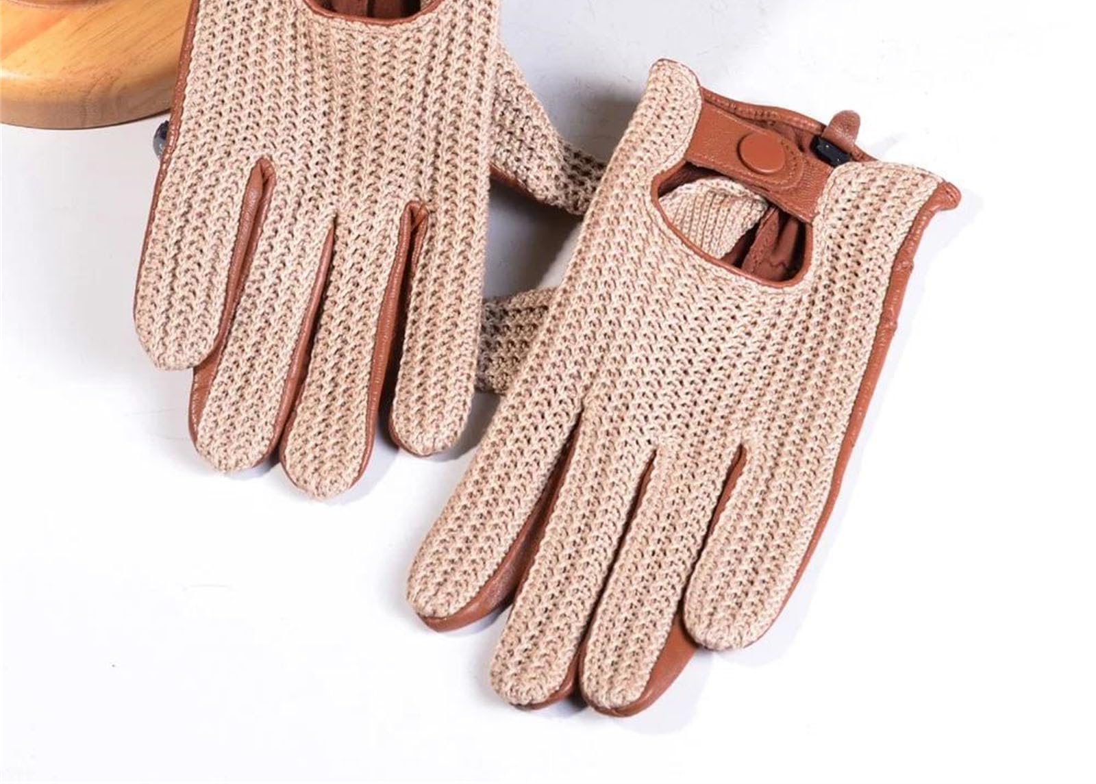 Guantes de conducción de cuero para hombre, con pantalla táctil, sin forro, guantes deportivos de equitación