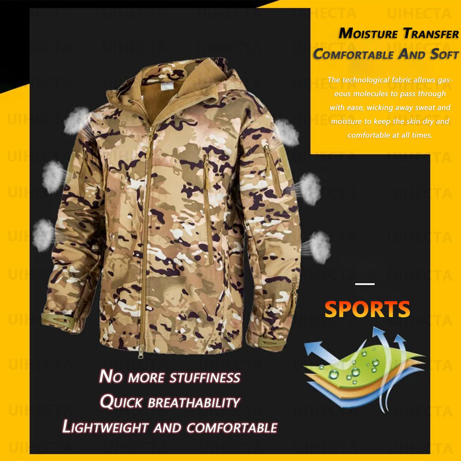 Zweiteiliges Skianzug Set FüR Herren Taktische Jacke Und Hose 2-Teiliger Schneemantel Mit Kapuze Snowboard SchneeanzüGe Armee Kampfanzug Sets Wasserdicht Winddicht