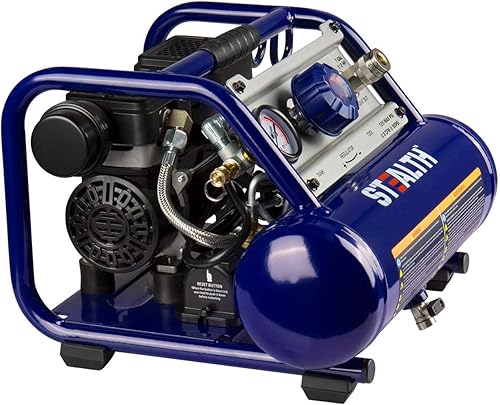 Vista 9 de STEALTH Compresor de aire portátil ultra silencioso de 1 galón, 1/2 HP máximo 125 PSI, motor de inducción, 0.8 CFM@90PSI, 1.3 CFM@40PSI