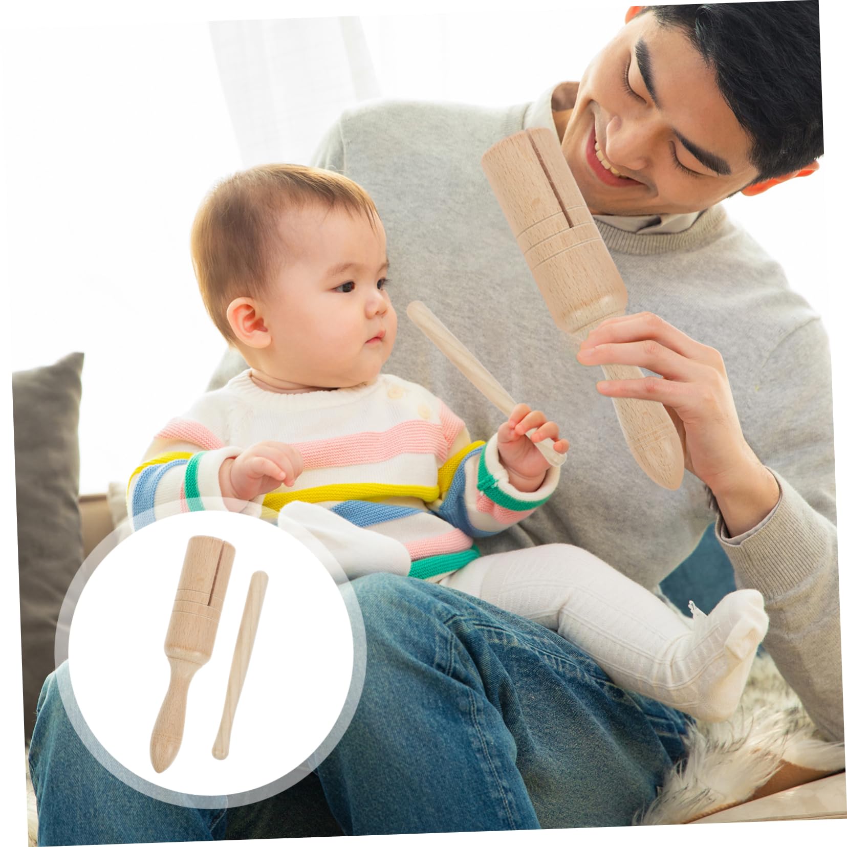 BESPORTBLE 3 Sets Single Ringing Instruments Musical Guiro Percussion Instrument Preschool Musical Instrument Musical Plaything Music Instrument Wood