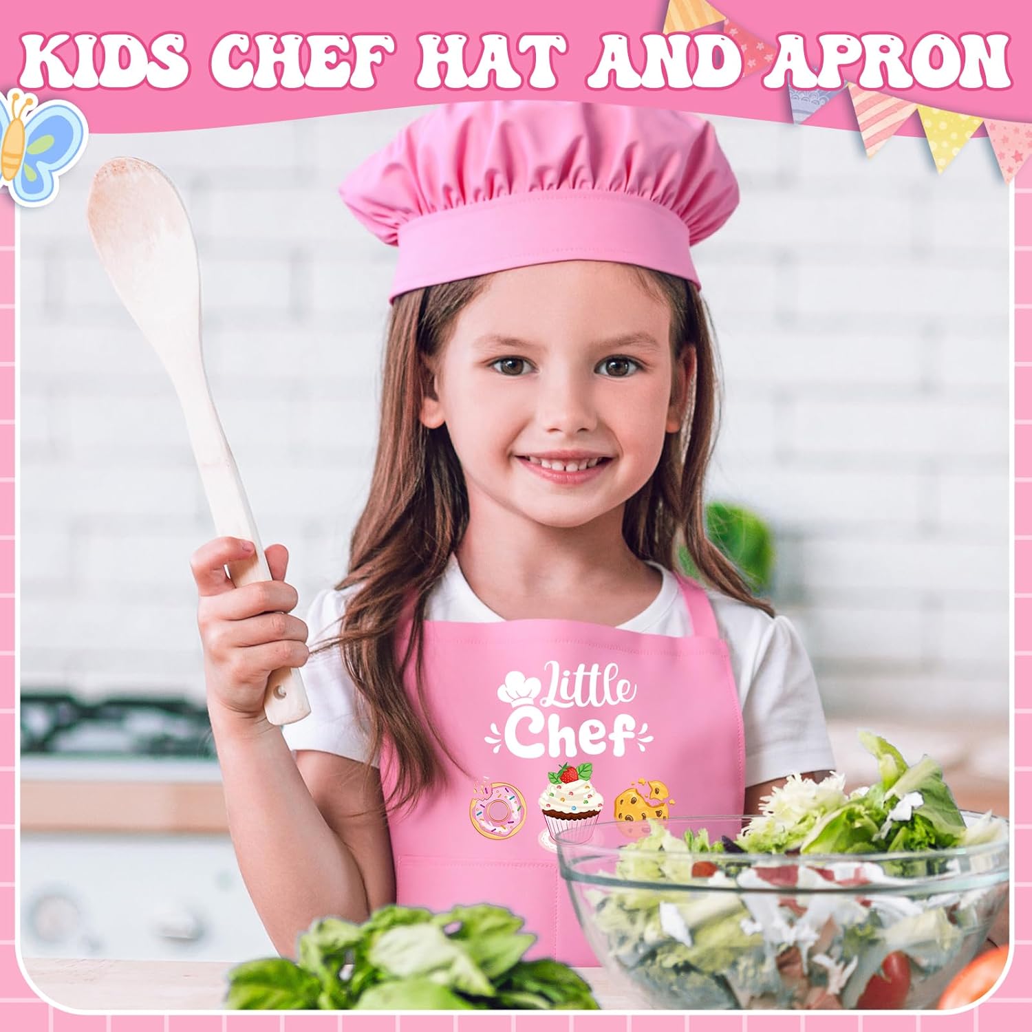 2 Pack Parent and Child Aprons Set, Mommy and Me Adjustable Kitchen Aprons with Pockets Adults Kids Matching Apron - Image 5